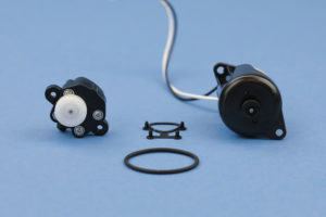 Gear pump, gasket, motor, and pulley diassembled