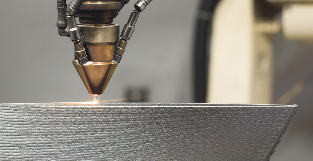 3D metal printer produces a steel part.